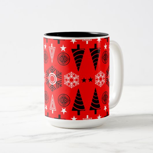 Weihnachten in Rot und Schwarz Zweifarbige Tasse (VorderseiteRechts)