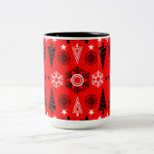 Weihnachten in Rot und Schwarz Zweifarbige Tasse (Mittel)