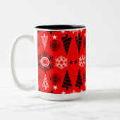 Weihnachten in Rot und Schwarz Zweifarbige Tasse (Links)