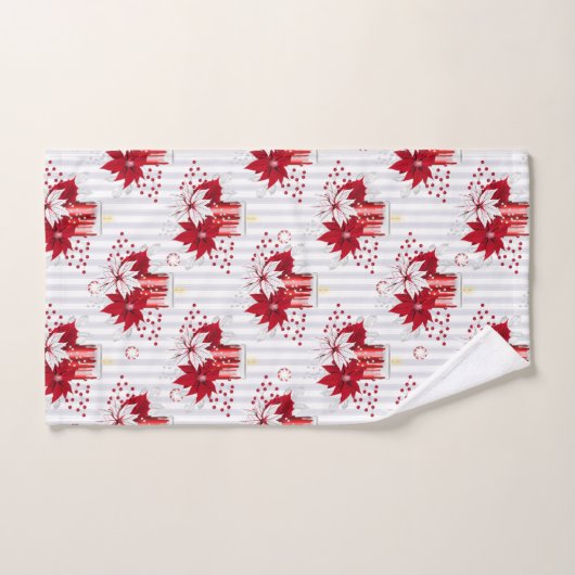 Weihnachten in Rot und Weiß Badhandtuch Set (Handtuch)