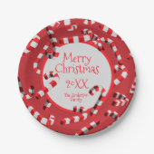Weihnachten in Rot und Weiß Candy Canes Pappteller (Vorderseite)