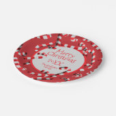 Weihnachten in Rot und Weiß Candy Canes Pappteller (Schrägansicht)