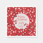 Weihnachten in Rot und Weiß Candy Canes Serviette (Vorderseite)