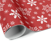 Weihnachten in Rot und Weiß mit Schneeflocken Geschenkpapier (Rolleneckpunkt)