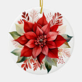 Weihnachten in Rotem Wasser Weihnachten Poinsettia Keramik Ornament (Vorne)