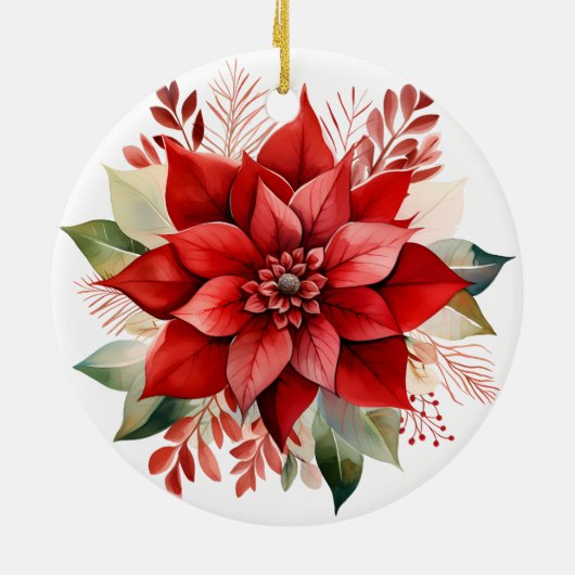 Weihnachten in Rotem Wasser Weihnachten Poinsettia Keramik Ornament (Hinten)