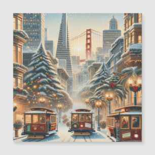 Weihnachten in San Francisco – Bay Skyline Magnetkarte