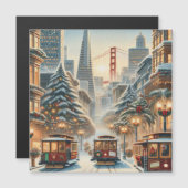 Weihnachten in San Francisco - Goldenes Tor Magnetkarte (Vorne/Hinten)