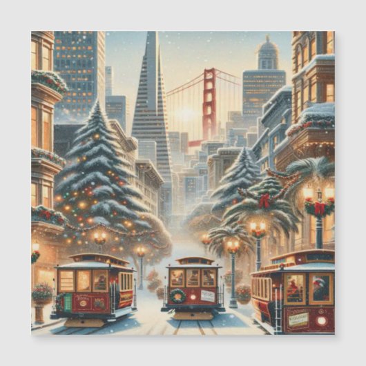 Weihnachten in San Francisco - Goldenes Tor Magnetkarte (Vorderseite)