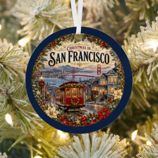 Weihnachten in San Francisco Vintage-Reiseandenken Ornament Aus Metall