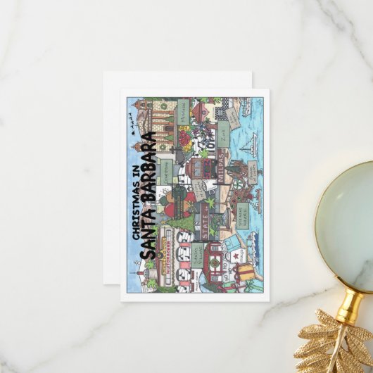 Weihnachten in Santa Barbara Dankeskarte (Vorderseite/Rückseite Beispiel)
