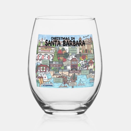 Weihnachten in Santa Barbara Glass Weinglas Ohne Stiel (Vorderseite)