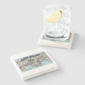 Weihnachten in Santa Barbara Steinuntersetzer (Seitenansicht)