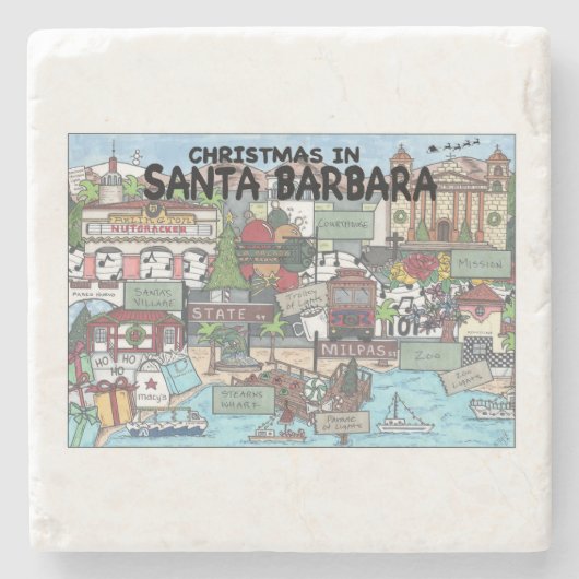 Weihnachten in Santa Barbara Steinuntersetzer (Vorderseite)