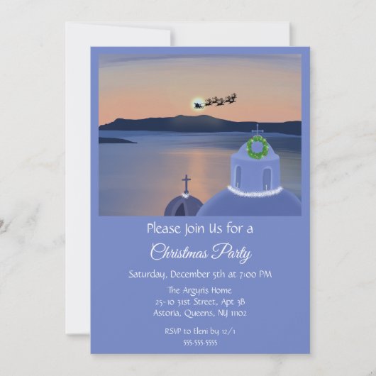 Weihnachten in Santorin, Griechenland mit Santa Einladung (Vorderseite)