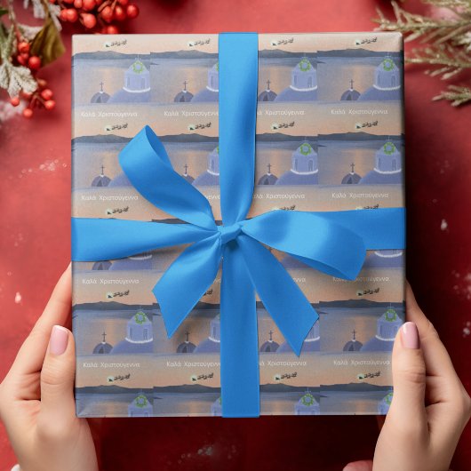 Weihnachten in Santorin, Griechenland mit Santa Geschenkpapier