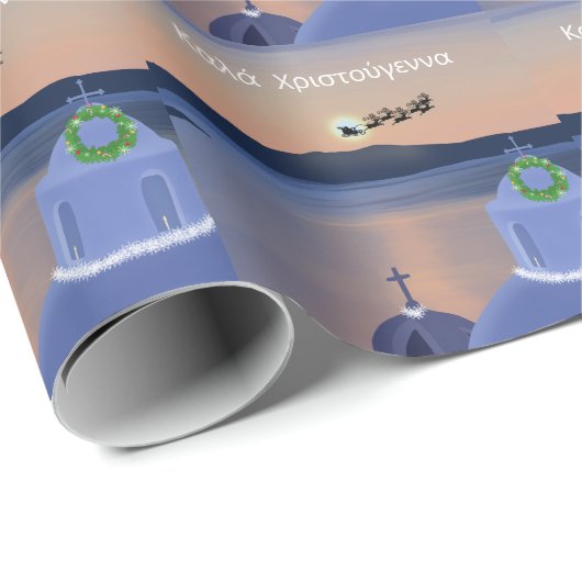 Weihnachten in Santorin, Griechenland mit Santa Geschenkpapier (Rolleneckpunkt)