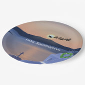 Weihnachten in Santorin, Griechenland mit Santa Pappteller (Schrägansicht)