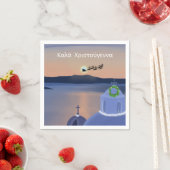 Weihnachten in Santorin, Griechenland mit Santa Serviette (Beispiel)