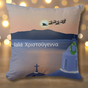 Weihnachten in Santorini, Griechenland mit Santa Kissen