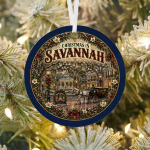 Weihnachten in Savannah Vintage-Reiseandenken Ornament Aus Metall