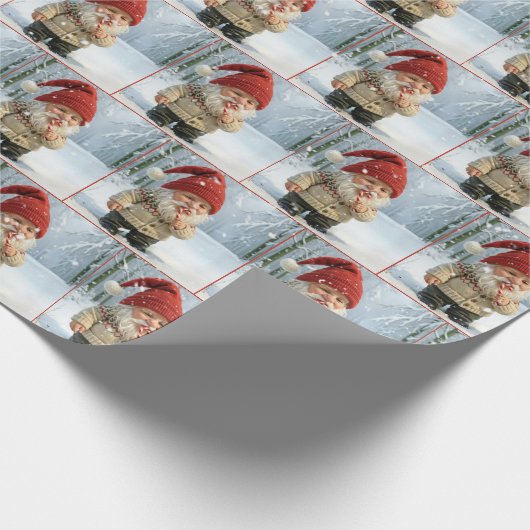 Weihnachten in Schneeflocken mit Candy Cane Geschenkpapier (Ecke)