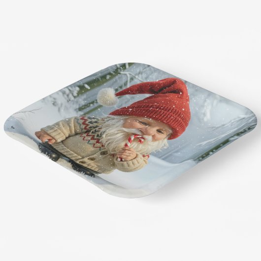 Weihnachten in Schneeflocken mit Candy Cane Pappteller (Gewinkelt)