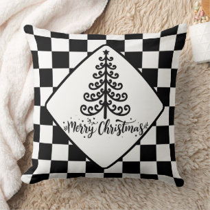 Weihnachten in Schwarz und Weiß Kissen