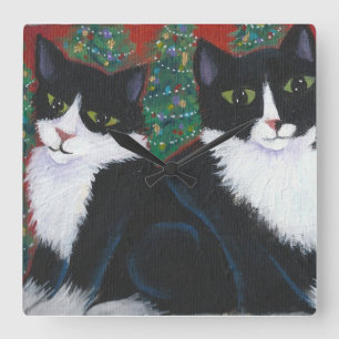 WEIHNACHTEN IN SCHWARZWEISS QUADRATISCHE WANDUHR