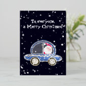 Weihnachten in seinem Auto Folien Feiertagskarte (Stehend vorne)