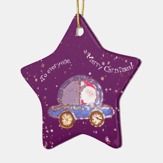 Weihnachten in seinem Auto Keramik Ornament (Links)