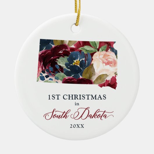 Weihnachten in Süddakota Staat Personalisiert Keramik Ornament (Vorne)