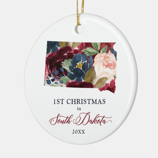 Weihnachten in Süddakota Staat Personalisiert Keramik Ornament (Links)