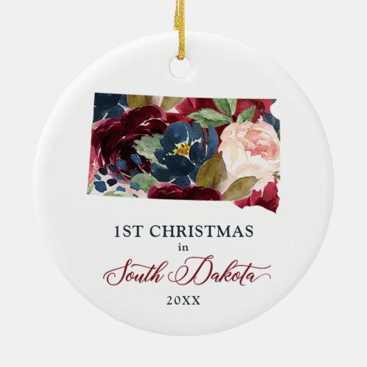 Weihnachten in Süddakota Staat Personalisiert Keramik Ornament (Hinten)