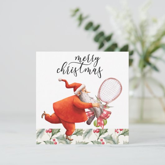 Weihnachten in Tennis mit Racket und Weihnachtskra (Stehend Vorderseite)