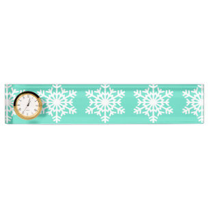 Weihnachten in Tiffanys Aqua Blue Schneeflocken Namensplakette
