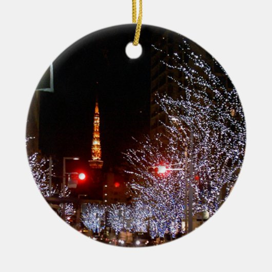 Weihnachten in Tokyo, Japan Keramikornament (Vorne)