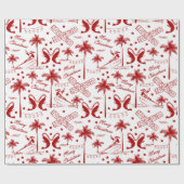 Weihnachten in Tropical Australia Red Toile Geschenkpapier (Flach)