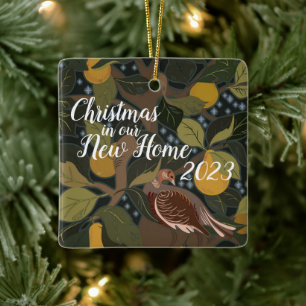 Weihnachten in unserem neuen Zuhause-Partridge Pea Keramikornament