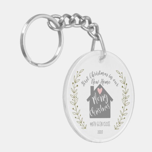 Weihnachten in unserem neuen Zuhause Schlüsselanhänger (Vorderseite links)