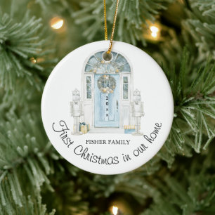 Weihnachten in unserem neuen Zuhause Wasserfarbe B Keramik Ornament
