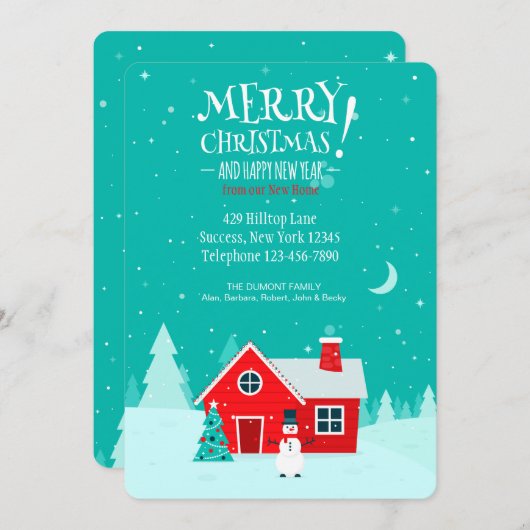 Weihnachten in unserer neuen Zuhause-Urlaubskarte (Vorne/Hinten)