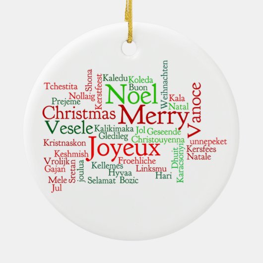 Weihnachten in vielen Sprachen Keramikornament (Hinten)