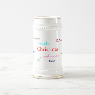Weihnachten in Weiß und Gold Bierglas