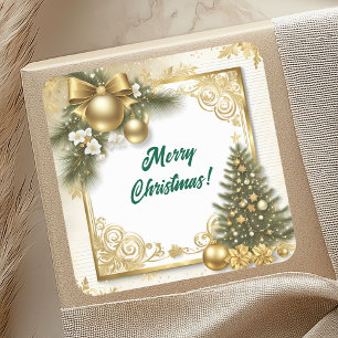 Weihnachten in Weißgold Vintage Quadratischer Aufkleber