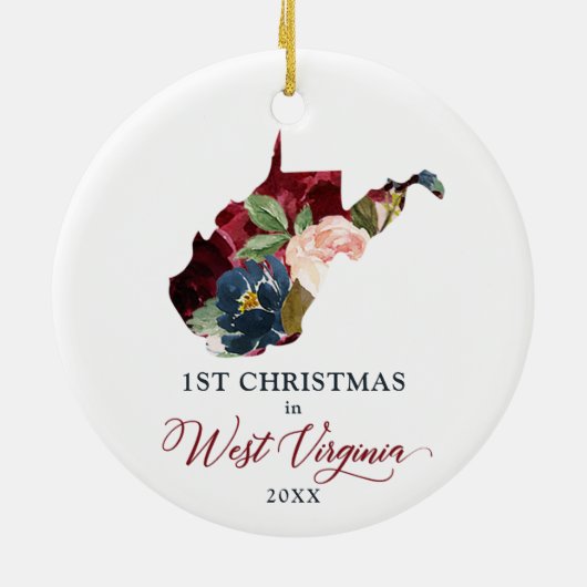 Weihnachten in West Virginia Personalisiert Keramik Ornament (Hinten)