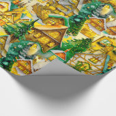 Weihnachten in Whimsical Village Wasserfarbmuster Geschenkpapier (Ecke)