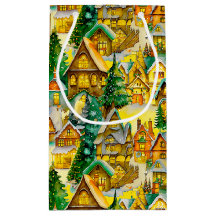 Weihnachten in Whimsical Village Wasserfarbmuster