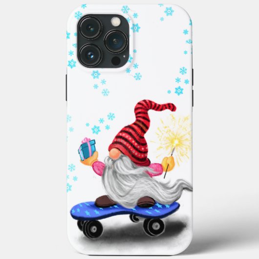 Weihnachten iPhone Case Geschenk Skater Gnome mit (Rückseite)