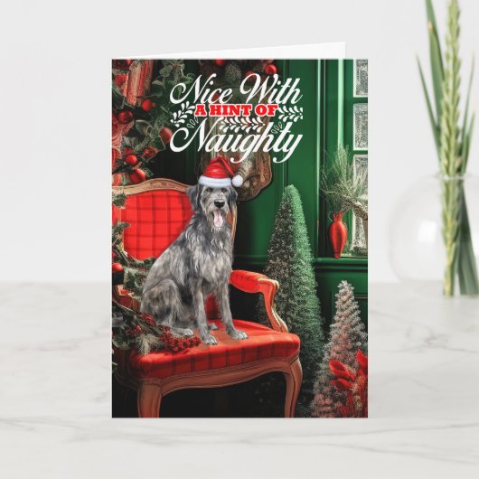 Weihnachten Irischer Wolfshund Hund Unartig oder N (Vorderseite)